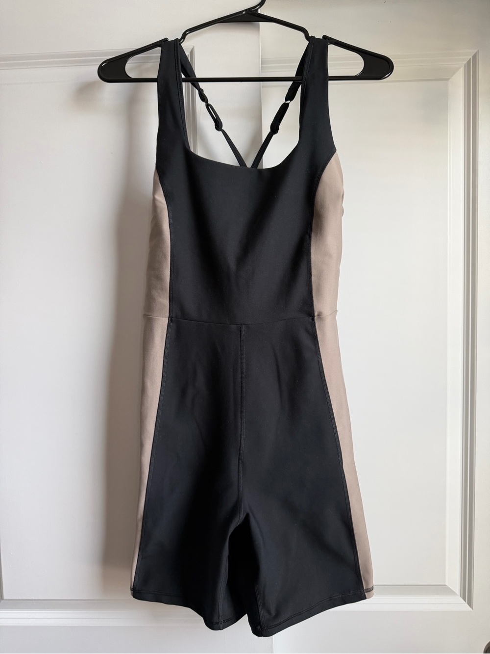 Abercrombie & Fitch Black with Taupe Side-Panel Romper Jumpsuit
